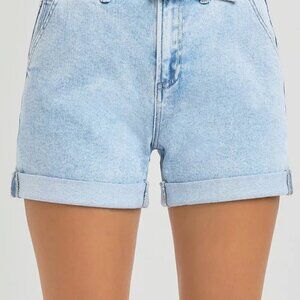 Hazel Blues® | RISEN High Rise Belted Roll Up Shorts